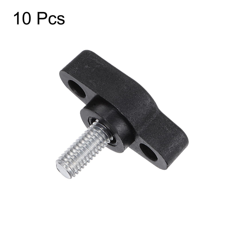HARFINGTON 10pcs Tee Wing Knobs Thumb Screws M5 x 12mm Male Thread 27mm Plastic Head T Knobs Adjustable Handles Hand Clamping Knobs Grip Thumbscrew, Black