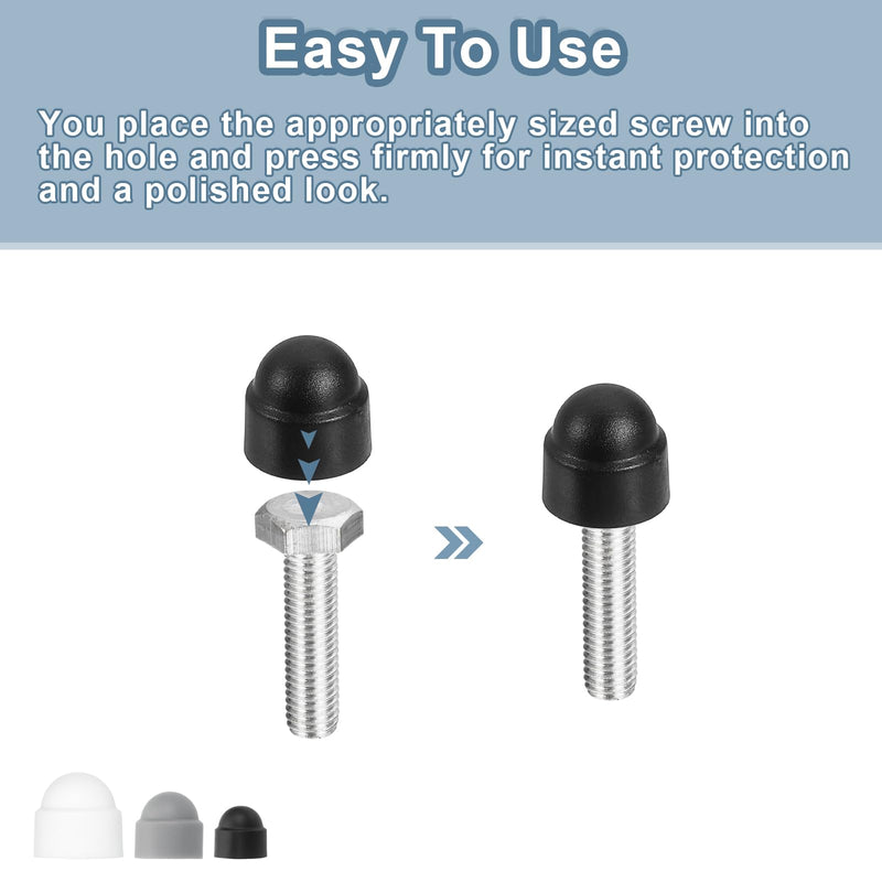 uxcell Nut Protection Cap, 20Pcs M5x8x10mm - Plastic Hexagonal Screw Protection Cap, Dome Acorn Hex Head Bolt Covers, Waterproof Decorative Cap (White) White 20