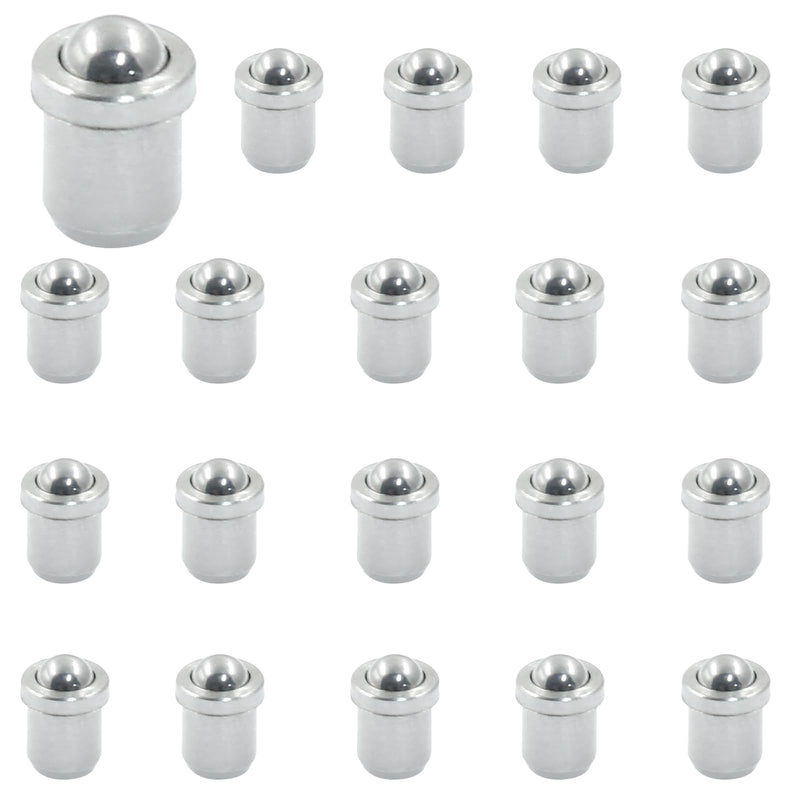 20 pcs Ball Plungers 0.12" Diameter Ball Bearing 304 Stainless Steel Push Fit Ball Spring Smooth Plunger for Door, Cabinet, Closet Drawer（φ 3x4） 0.12"x0.16"(D*H) 20
