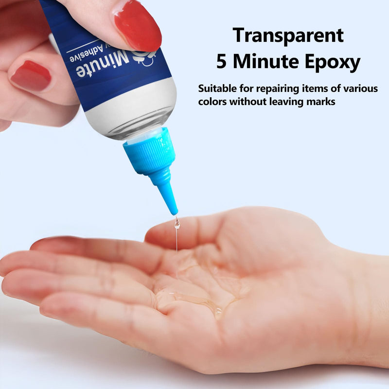 5 Minute Epoxy Clear 250ml, 2 Part Epoxy Glue, High Viscosity Fast Curing Multi-Purpose 5 Min Epoxy Glue for Repairing Hard Plastics, Metals, Ceramics, Wood, Etc