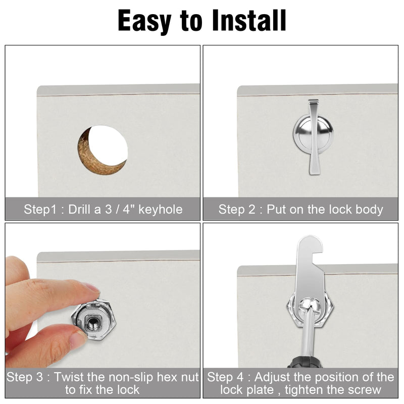 Cam Lock Thumb Operated Cabinet Locks, 7/8" Cylinder Fits on 9/16'' Max Panel Thickness Non-Locking Compartment Lock for RV Storage, Camper, Vehicles, Files Drawers (7/8 Inch 6Pcs) 7/8 Inch 6Pcs