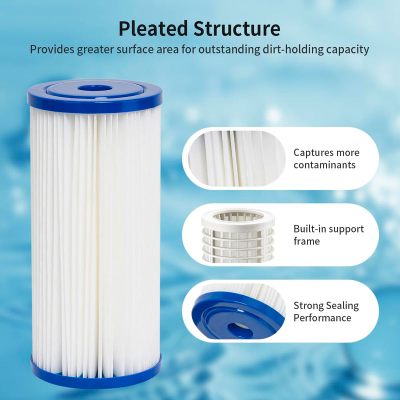 WuYan 10" x 4.5" Whole House Sediment Pleated Water Filter Replacement for Culligan R50-BBSA,R50-BB, W50PEHD, GXWH40L,GXWH35F,2Pack
