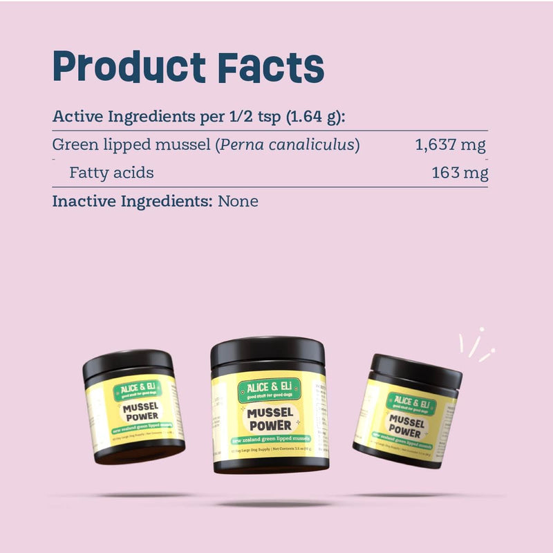 Alice & Eli Mussel Power - Green Lipped Mussels for Dogs - Hip & Joint Support, Omega Fats & Immune Support - Pure and Complete