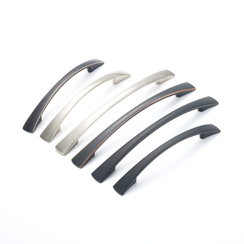 6" Satin Nickel Kitchen Cabinet Handle Arched Drawer Pull Hardware, 128mm (5") Hole Centers Spacing, 04SN128, 10 Pack