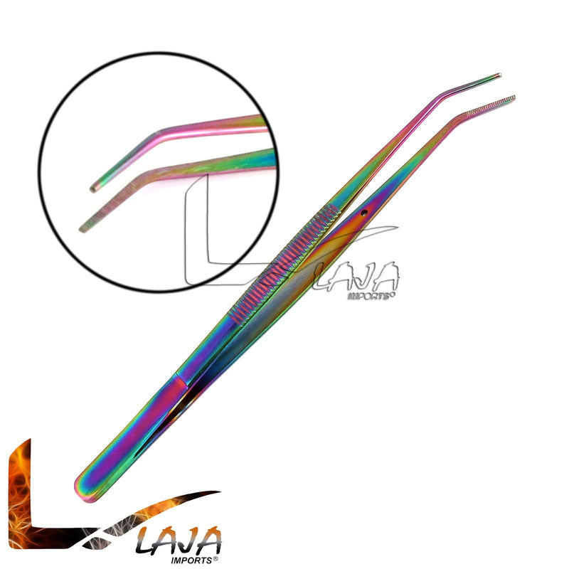 Dental Cotton Tweezers College Pliers Forceps Serrated Tip Stainless Steel Rainbow/Multi Instruments for Educational Use