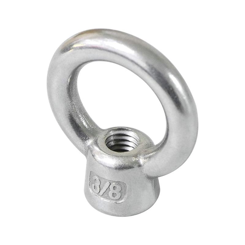 4 Packs 316 Stainless Steel Lifting Eye Nut 3/8" UNC Marine Grade, Female Thread Fastener Ring Shaped Eye Nut 3/8" 4