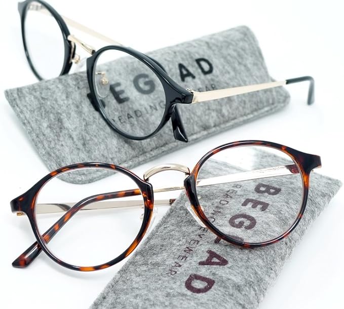 BEGLAD BE1018BK Fashionable Case Reading Glasses Classic Style Boston Style 2 Colors +1.0~+2.5 Black - NewNest Australia