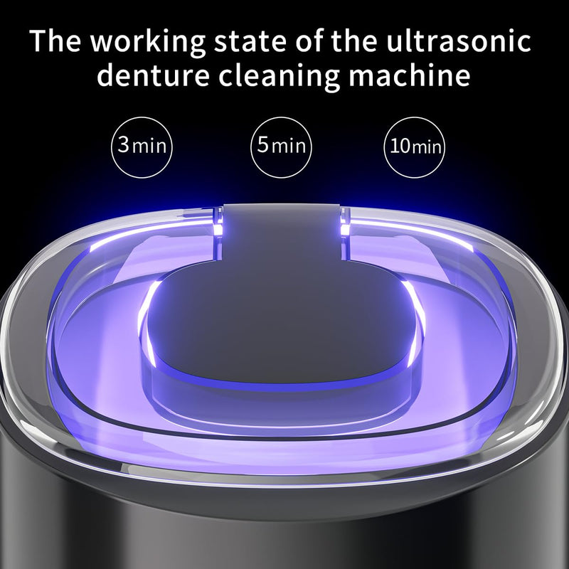 45KHz UV Ultrasonic Retainer Cleaner for Dentures Dental Aligners | 280ml tank, UV light, 3/5/10min modes and LED display for retainers, dentures, aligners, mouth guards and small jewelry