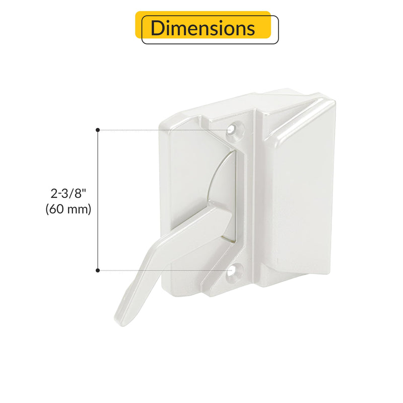 BRIXWELL Casement Sash Lock, Die Cast Material, White Finish, 2-3/8" Hole Spacing, Left-Hand Type, for Entrygard Casement Windows, Replacement Window Frame Hardware Modern