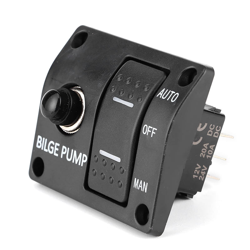 Bilge Pump Switch Panel, 3 Way Boat Circuit Control with Auto Off Manual Switch LED Indicator for DC 12V/24V Bilge Pump
