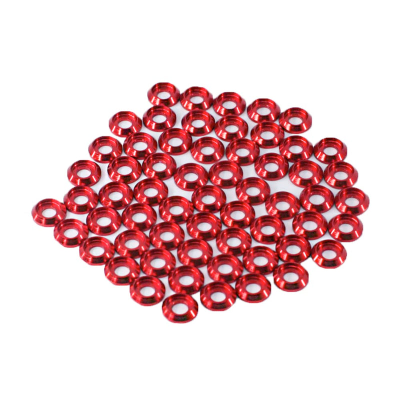 [60PCS] M3 Counterbore Washers Color Red, Anodized Aluminum Alloy, Head Washers Gaskets Cup Shim for Screw RC/FPV/PC/Drone/Toys/Mechanical Accessories Parts