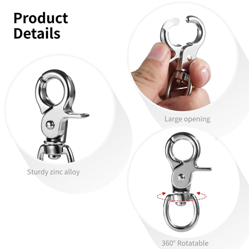 OMISTAR 30 PCS Trigger Snap Hooks, Heavy Duty Spring Buckle Metal Swivel Clips Snaps Hook for Pet Cages, Key Chains Swivel Clip Hooks Cage Lock