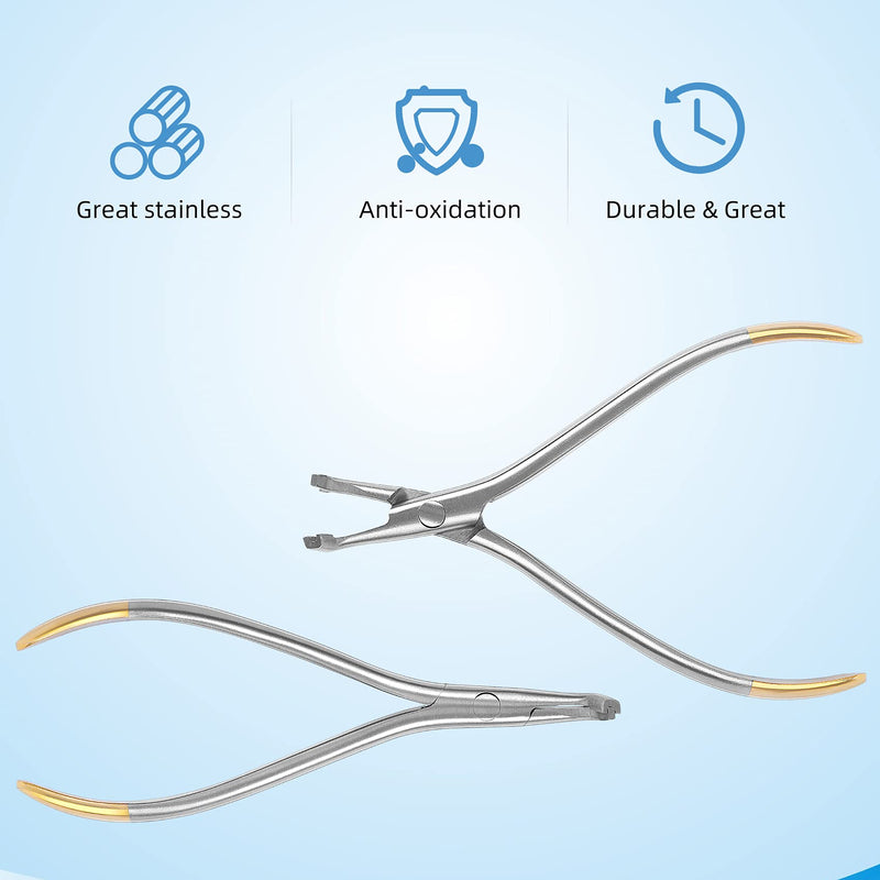 Dental Distal End Bending Plier Orthodontic NiTi Bender Forceps, Orthodontic Arch Wire Cinch Back Plier Hammerhead with Serrated for Dentist, Dental Students