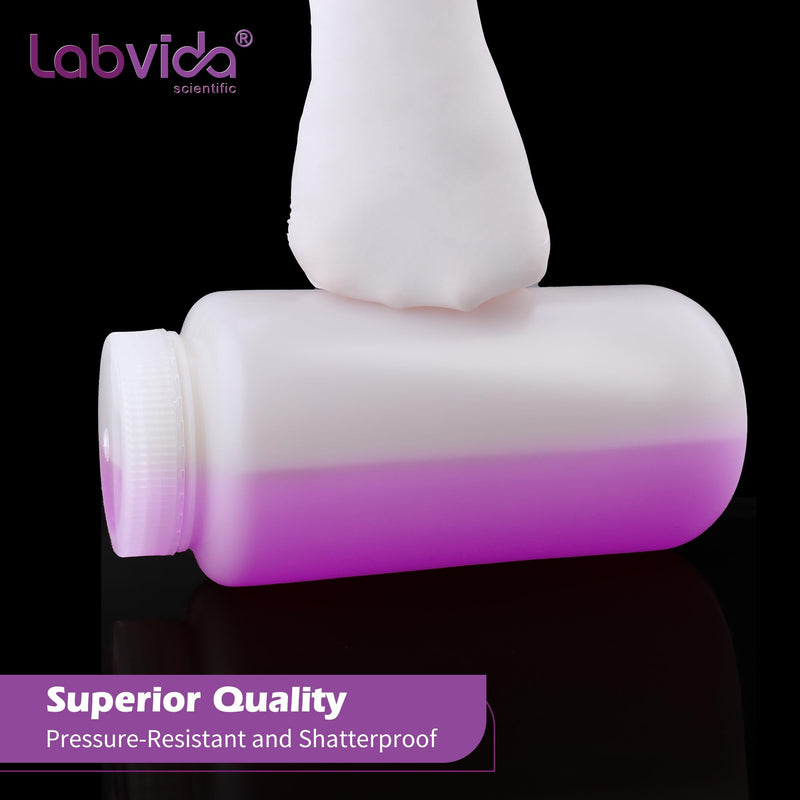 Round Plastic Reagent Bottle HDPE Wide Mouth Plastic Bottle, 6pcs of 250ml Sample Sealing Storage Container for Laboratories, Classrooms, or Storage at Home, LVAN002 Vol. 250ml, 6pcs