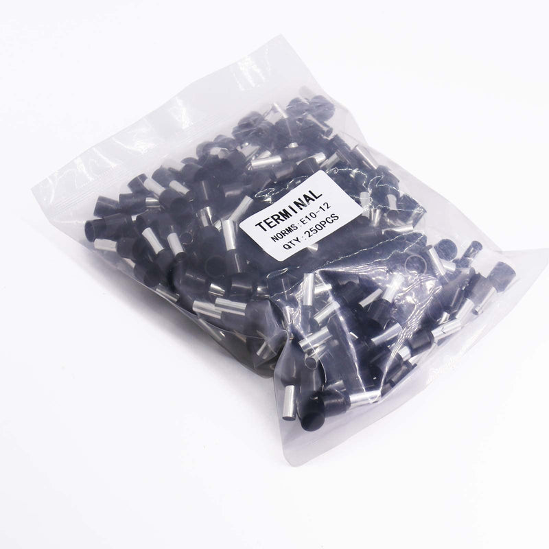 Fidioto 8AWG Wire Ferrule, 250pcs AWG8 Wire ferrules kit for Electric, Industrial, Chemical Industry, Power Control System, etc. Black