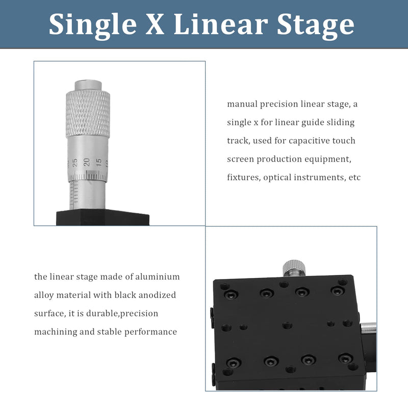 SEMX60-AC Manual Linear Stage,Cross Roller X Axis Micrometer Fine Tuning Slide Table,60x60mm Precision Optical Trimming Station,for Precision Inspection,Equipment Positioning
