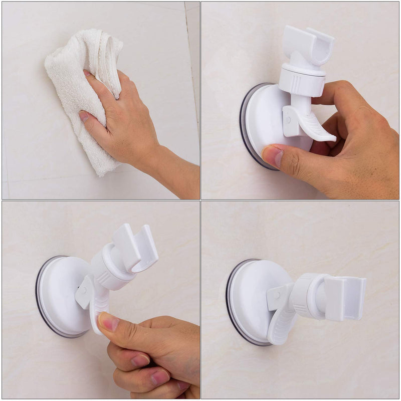 OUO Suction Cup Shower Head Holder Handheld Showerhead Bracket Adjustable Shower Holder, Removable Handheld Showerhead & Wall Mounted Suction Bracket pure white