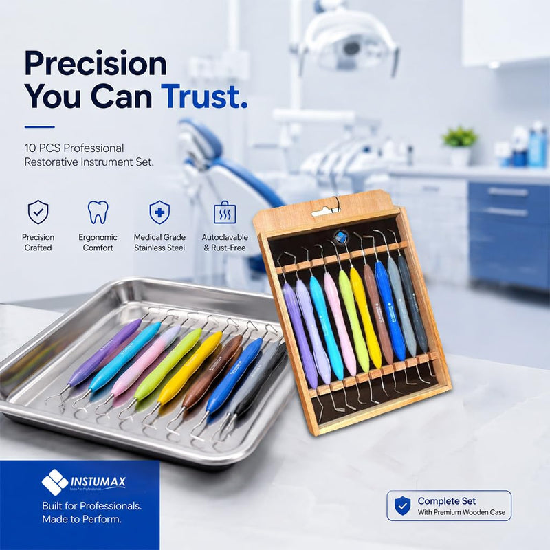 Dental Composite Placement Filling Instruments Tooth Restorations Silicon Handle Restoration Plugger/Spatula Burnisher Filling Condensers, Resin Tools Set