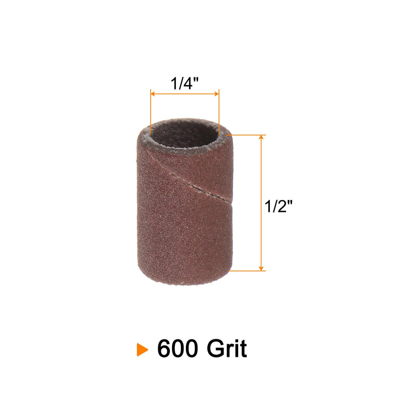 HARFINGTON 100pcs Sanding Drums 1/4 Inch Mini Sanding Sleeves 600 Grit Sanding Bands for Drum Sander Rotary Tools