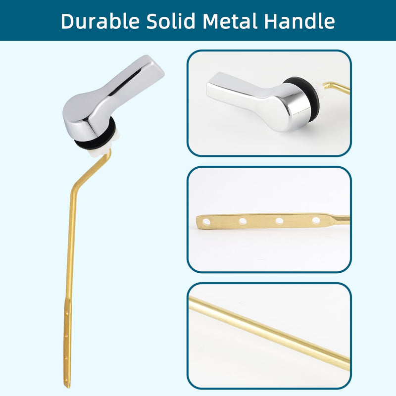 Hygie Rinse Universal Side Mount Toilet Handle Lever Flush Replacement, Toilet Handle with Stainless Steel Flapper Chains, Toilet Repair Kit, Chrome Finish 1pc