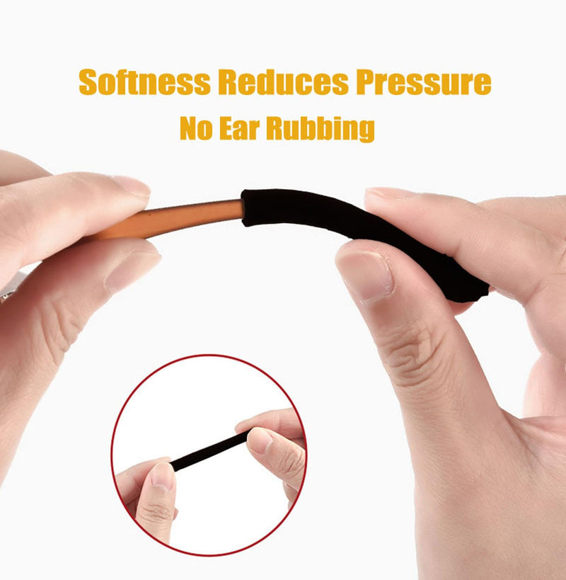 Soft Knitting Cotton Glasses Ear Cushion, Eyeglasses Temple Tips Sleeve, Non-Slip Comfortable Elastic Black 3
