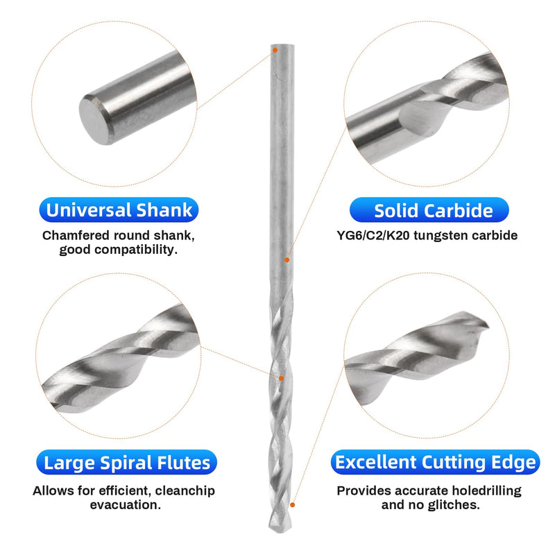 Solid Carbide Drill Bits, 12mm C2/K20 Tungsten Carbide Jobber Drill Bits Straight Shank Drilling Tool for Metal Plastic 1