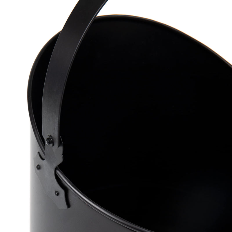 Mind Reader Fireplace Ash Bucket, 6L (1.5 gal) Capacity, Wood Stove, Fireplace Accessories, Metal, 9"L x 9"W x 10.5"H, Black Large