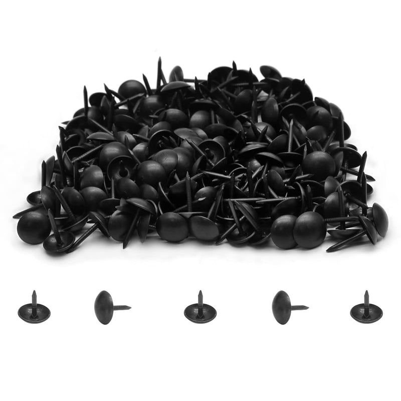 200Pcs Metal Thumb Tacks Round Head Household Upholstery Tacks Black Decorative Furniture Tack Nails for Sofa DIY Pins (9 x 9mm) 1/3 x 1/3 Inch