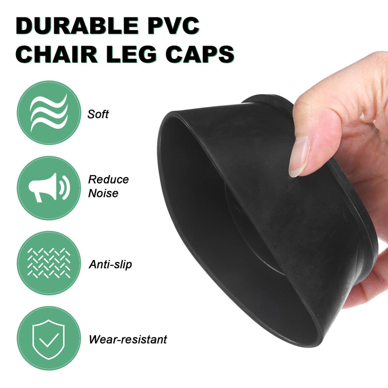 12-Pack Chair Leg Caps, 3 Inch(76mm) PVC Chair Leg Floor Protectors for Folding Chairs/Metal Chairs/Furniture Table/Hardwood Floors, Round Non-Slip Cover End Tips [Black] 12