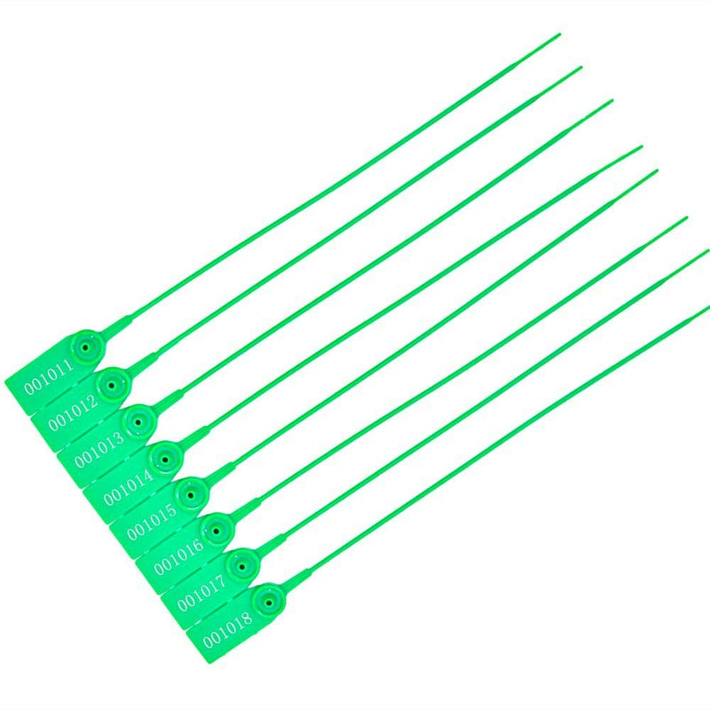Plastic Numbered Security Seal Pull Tight Padlock Safety Tag Tamper Proof Tie Disposable Self-Locking Seals 11” Length,100pcs (Green) Green - NewNest Australia