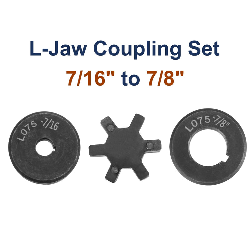 uxcell 7/16" to 7/8" L075 Flexible 3-Piece L-Jaw Coupling Coupler Set & Buna-N NBR Rubber Spider for Log Splitter Hybrid Equipment