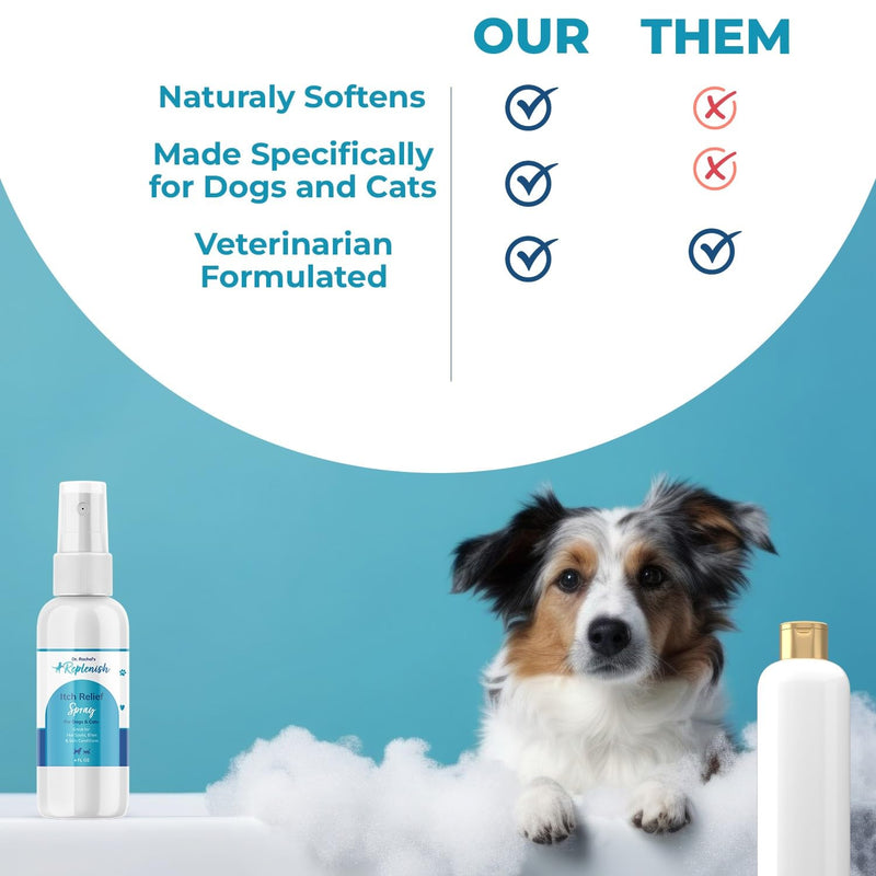 Replenish Dog Hot Spot Spray for Pets - Dr. Rachel's Hydrocortisone and Pramoxine Formula for Dog Hot Spot Remedy, Insect Bites, and Skin Conditions in Dogs, Cats, and Horses - 4 oz - PawsPlanet Australia