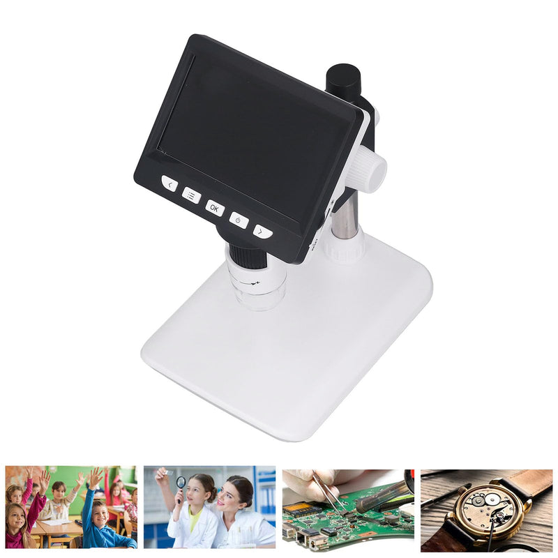 LCD Digital Microscope,4.3 Inch Screen 50x 1000x Magnification 2MP HD Camera 8 LED Light Metal Stand Rechargeable USB Microscope PCB Inspection Industrial Repair