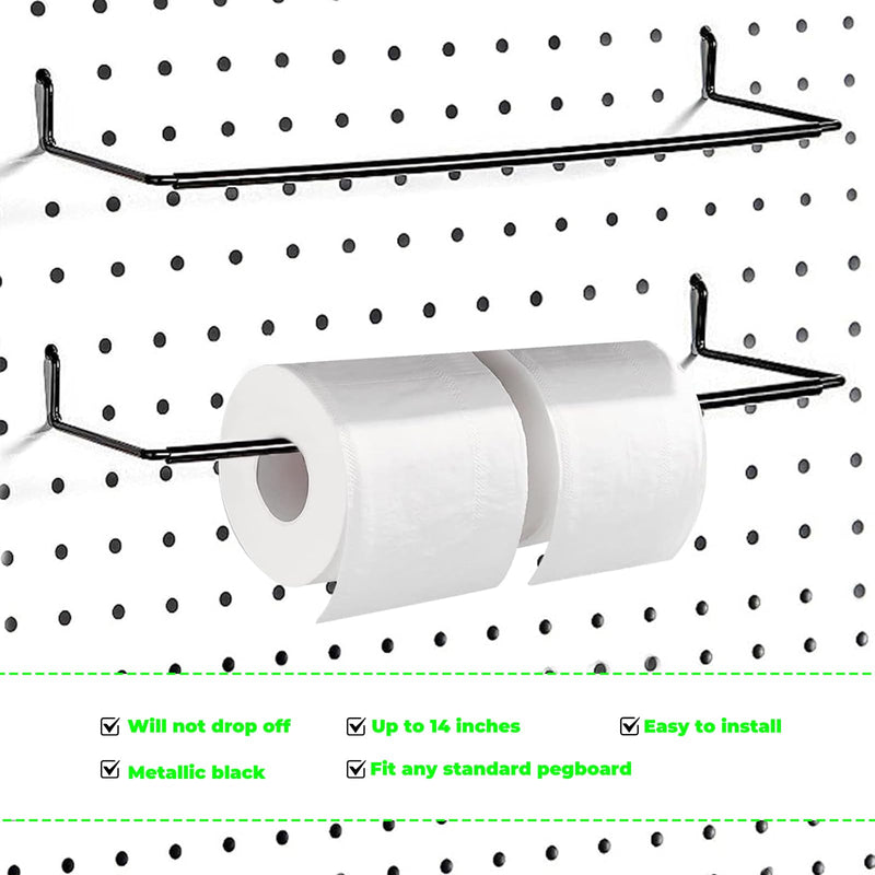 AccEncyc 4 Pack Pegboard Towel Holder Pegboard Hooks for Paper Towels, Kitchen Towels, Stickers, Tapes Great Peg Board Organizer Accessories for Workshop, Garage, Kitchen 4 Pcs