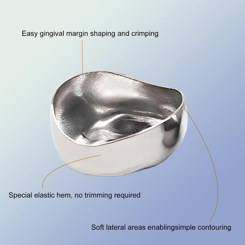 Dental Molar Metal Crowns Stainless Steel Chewing Function Dental Primary Metal Crowns Pack of 5(DUR4) DUR4