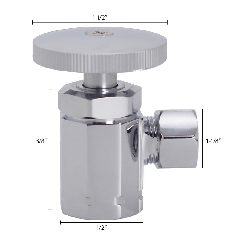 Westbrass D103-2-01 Round Handle Angle Stop Shut Off Valve, 1/2" IPS Inlet with 3/8" Compression Outlet, PVD Polished Brass (2-Pack) 2 Pack