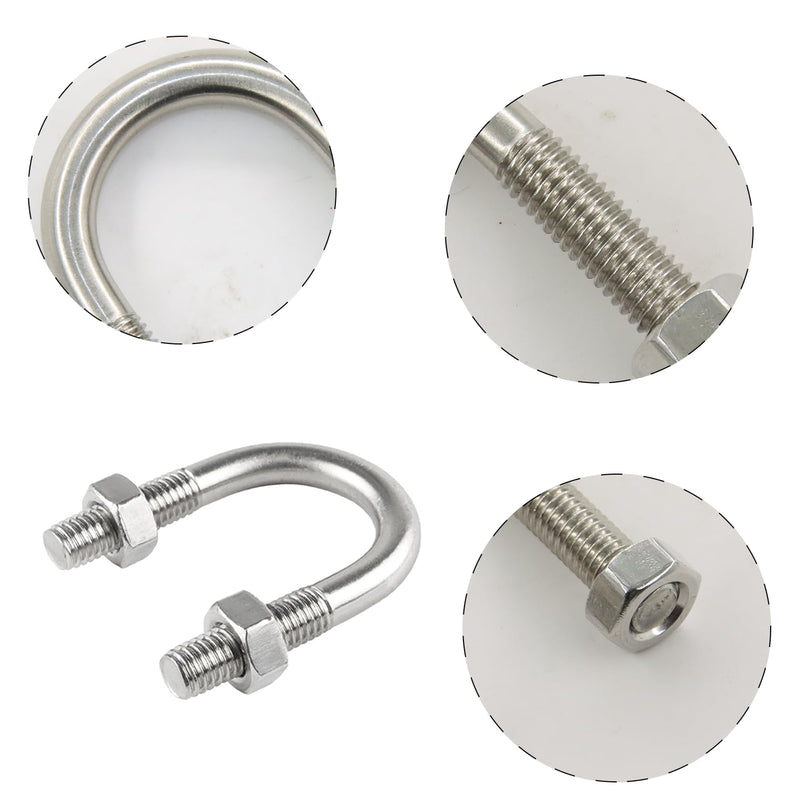4 Pcs Round U-Bolts 1.06 inch (27 mm) Inside Width 54 mm Long M8 304 Stainless Steel U-Bolts with Nuts M8×27×54mm