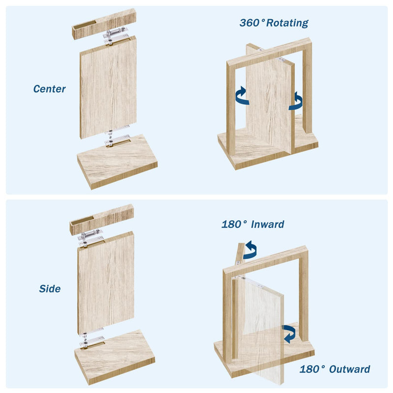 Heavy Duty Pivot Hinge for Wood Door - HBL' Stainless Steel Hidden Door Hinge for Secret Door, with 360 Degree Rotation, Invisible Pivot Door Hardware for Bookshelf. Pivot Hinge 1PC