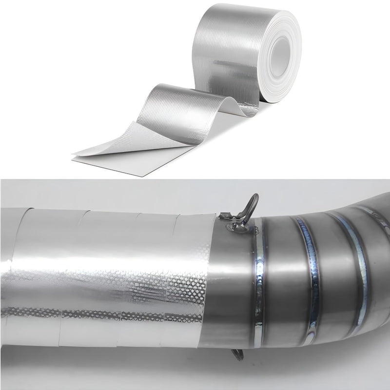 db11 High-Temperature Heat Reflective/Adhesive Backed Heat Barrier Tape Roll, Glassfiber Heat Shield Reflective Tape Wrap Roll 2" x 16.4FT for Car Intake Pipe, Engine Bay (Silver)
