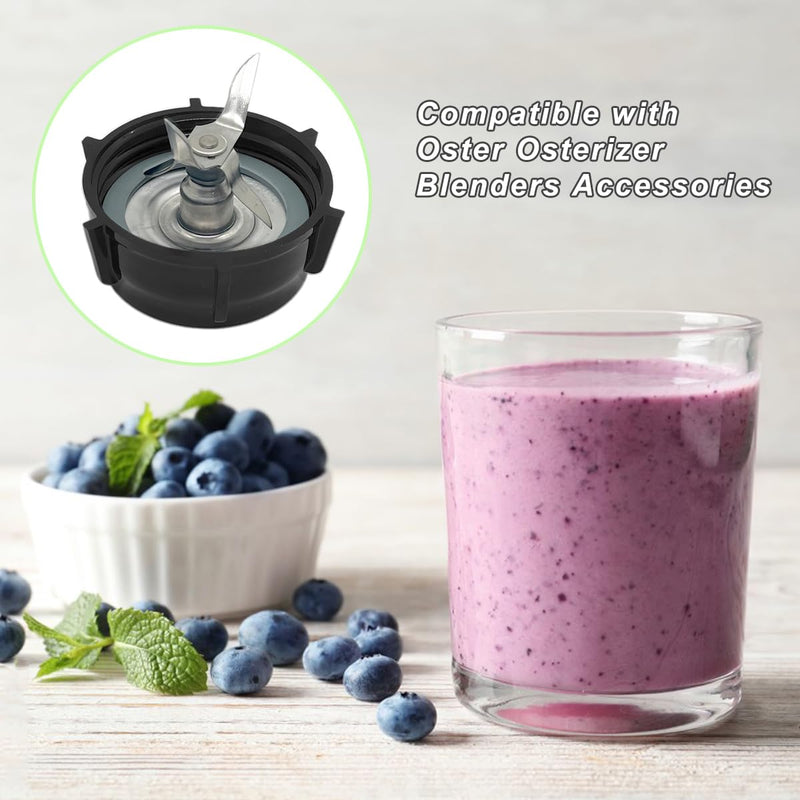for Oster Blender Replacement Parts Blender Ice Crusher Blade with Jar Base Cap and Two Rubber O Ring Sealing Ring Gasket, Compatible with Oster Osterizer Blenders Accessories