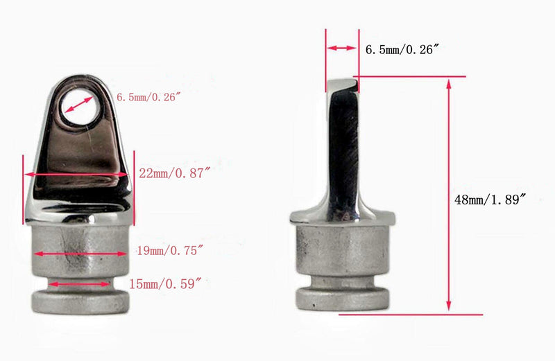 Boat Bimini Top Inside Eye End 7/8" Rounded Plug,316 Stainless Steel Marine Hardware Fitting (Size:22mm/7/8”,2Pcs) Size:22mm/7/8”,2Pcs