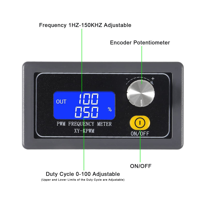 Signal Generator XY-KPWM 1-Channel 1Hz-150kHz PWM Generator Dual Mode PWM Pulse Frequency Square Wave Signal Generator Module LCD Display 3.3-30V 5-30mA Pulse Frequency Generator