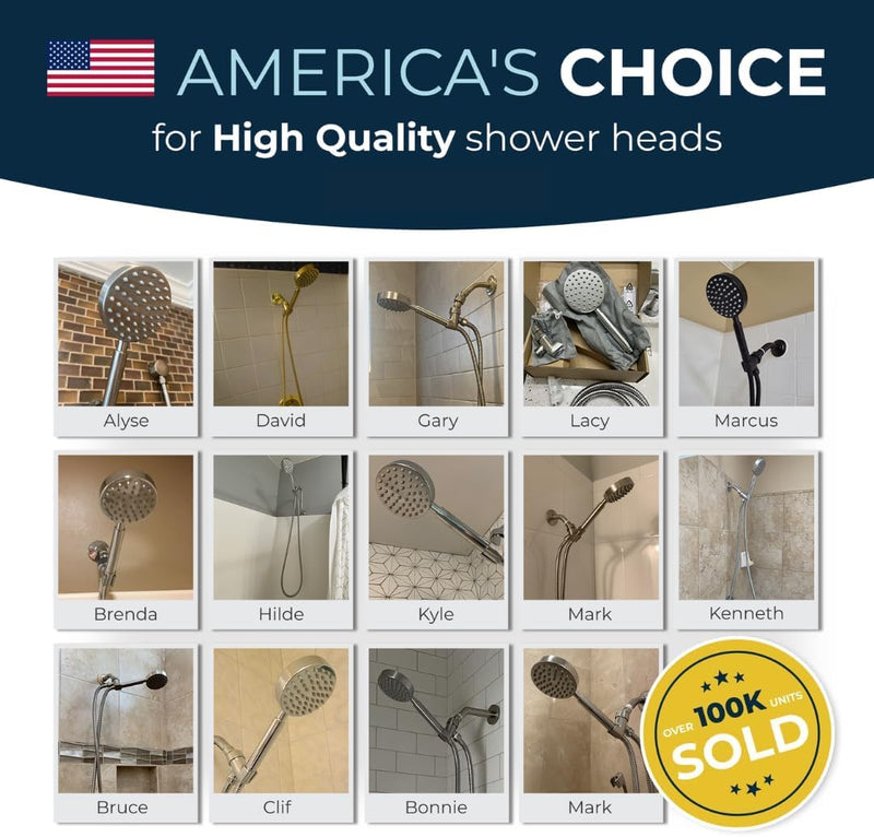 HammerHead Showers® ALL METAL Handheld Shower Head Holder - CHROME - Adjustable Shower Wand Holder with Universal Wall Hook Bracket and Pivot Ball - Hand Held Shower Head Holder - Shower Hose Holder