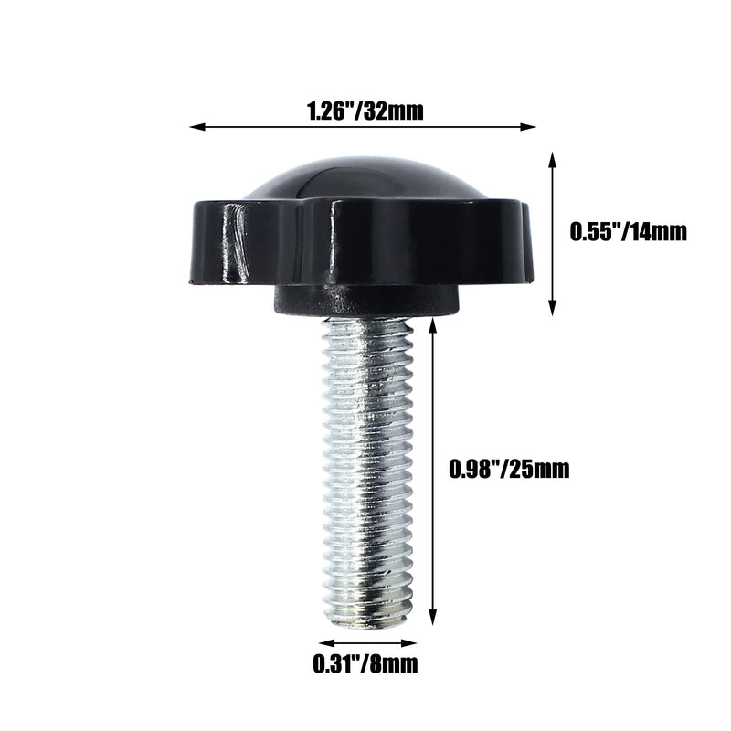 M8 x 25mm Thread Clamping Knob,Hex Star Knurled Thumb Screw Knobs,Tightening Screws Nuts Knob,6 Star Hand Knob Pack of 6 Onesize