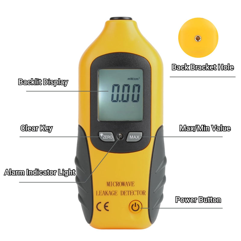 Microwave Leakage Detector, HT-M2 Digital LCD Display Radiation Detector, High Sensitivity Microwave Leak Detector with Backlight for Home Microwave Testing