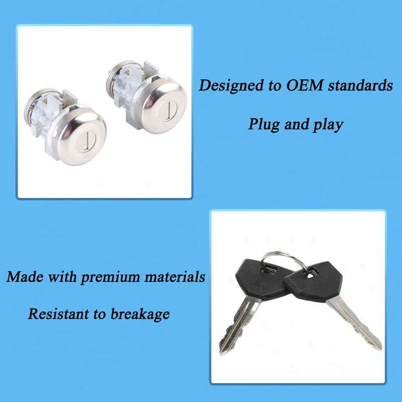 Door Lock Cylinder Set Compatible with Chrysler Dodge Eagle Jeep & Plymouth Vehicles, Front Side Door Lock Cylinder Replace# 4723484