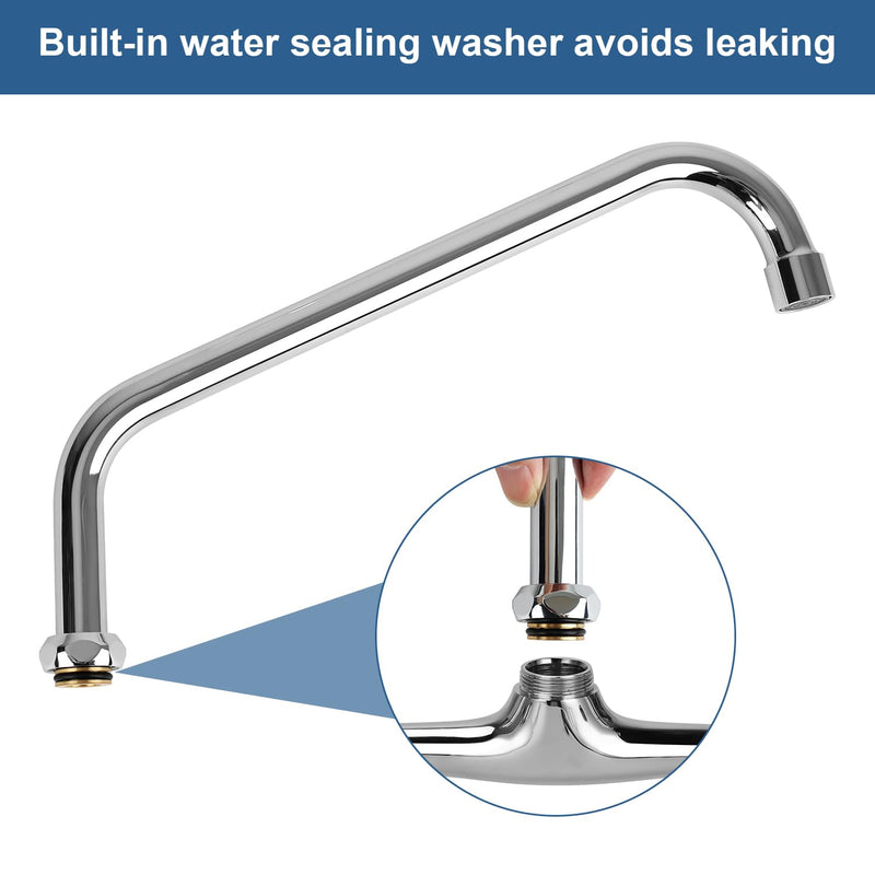 12 Inch Faucet Spout Replacement Fits for Most T&S Faucets, 360° Commercial Sink Faucet Swivel Spout for 2 or 3 Bay Compartment Sinks