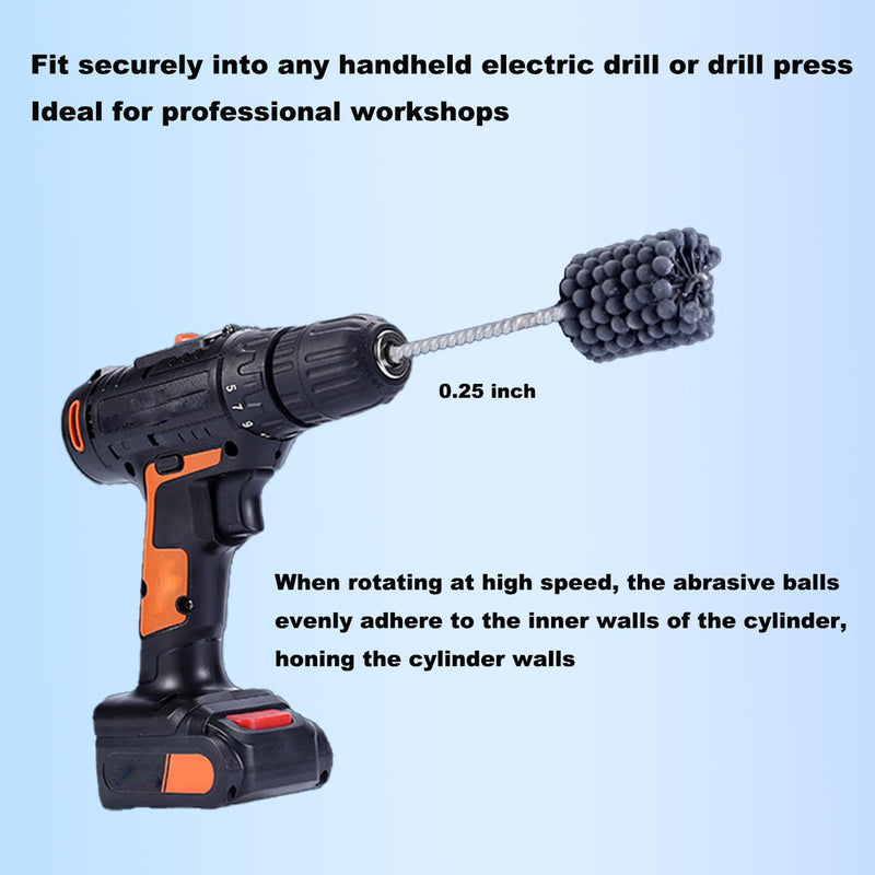 3" (76.2mm) Flexible Cylinder Hone Tool, 240 Grit Silicon Carbide Engine Brake Cylinder Deglazer & Bore Refinishing Brush, Ball Abrasive for Honing, Deburring & Cross-Hatching Use on 2.75-3inch Bore