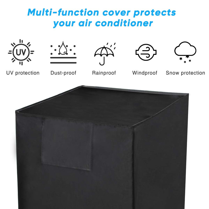 Luxiv Central Air Conditioner Covers - Dust-Proof, Waterproof AC Protection Cover (24W x 24D x 30H) in Black 24W x 24D x 30H