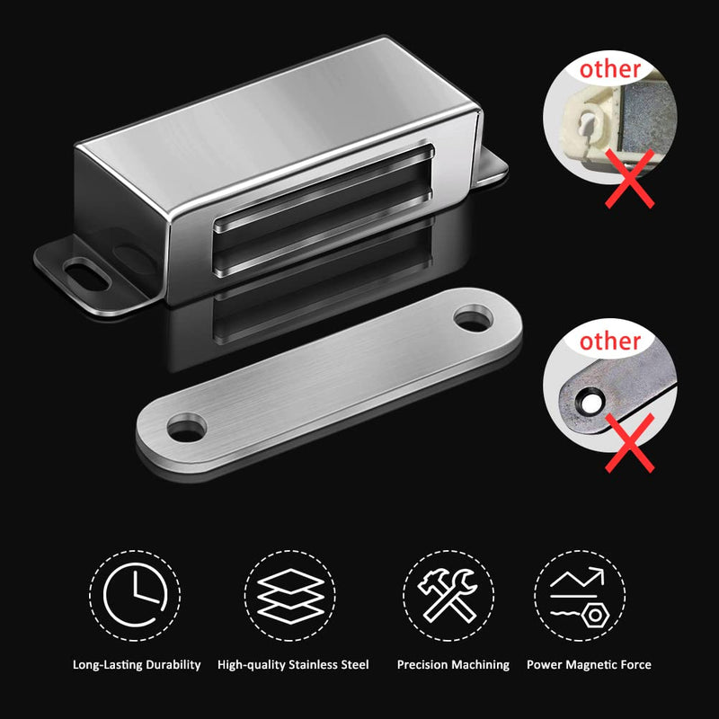 Onarway Magnetic Door Catch 20KG Pull Strong Magnet Cabinet Latches Magnetic Hardware Stainless Steel Chrome Door Closer for Bathroom Kitchen Sliding Door Window Cupboard (40lbs Strength 8 Pack) 40lbs Strength 8 pack Silver